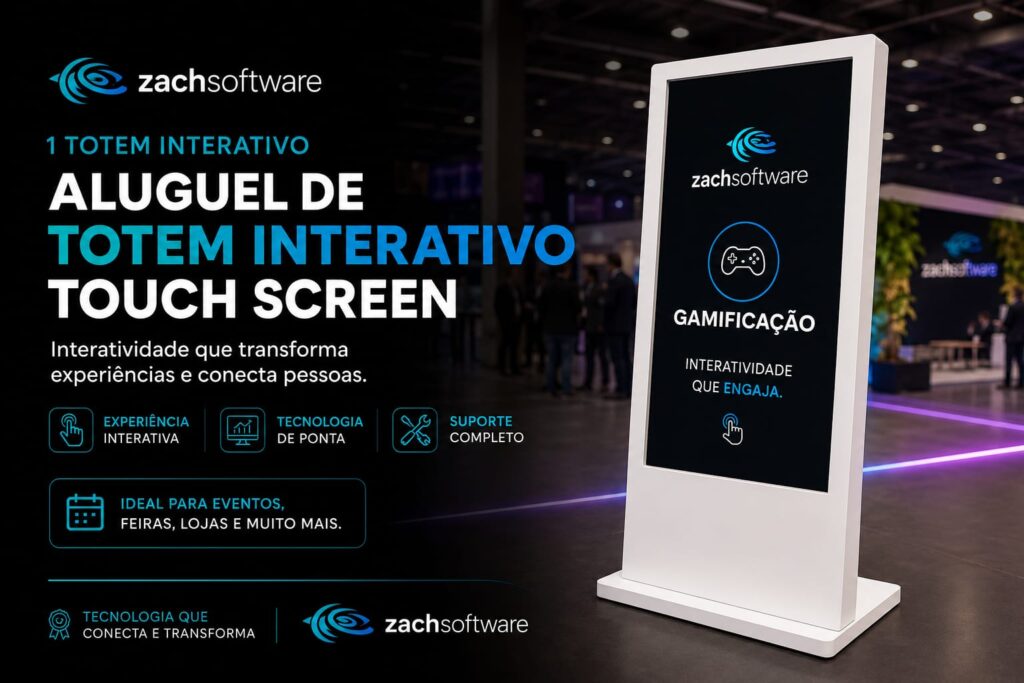 Aluguel de Totem Touch Screen 43” e 55” para Eventos, Casas de Shows, Palestras, Congressos, Eventos Agro Destaque seu Evento Com Desenvolvimento de Software em São Paulo, Guarulhos, Campinas, São Bernardo do Campo EM 2026