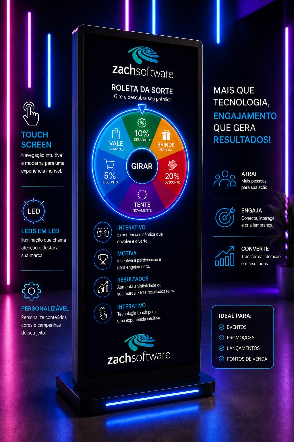 Aluguel de Totem Touch Screen para Eventos, Stands e Feiras 2026 – Tecnologia para Interação e Experiência do Cliente em Curitiba, Londrina, Maringá 2026
