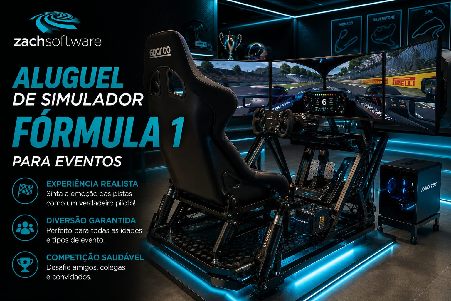 Aluguel de Simulador de Corrida Fórmula 1 para Festas Empresariais – Cockpit F1 com Pedais e Sistema de Movimento em São Paulo, Guarulhos 2026