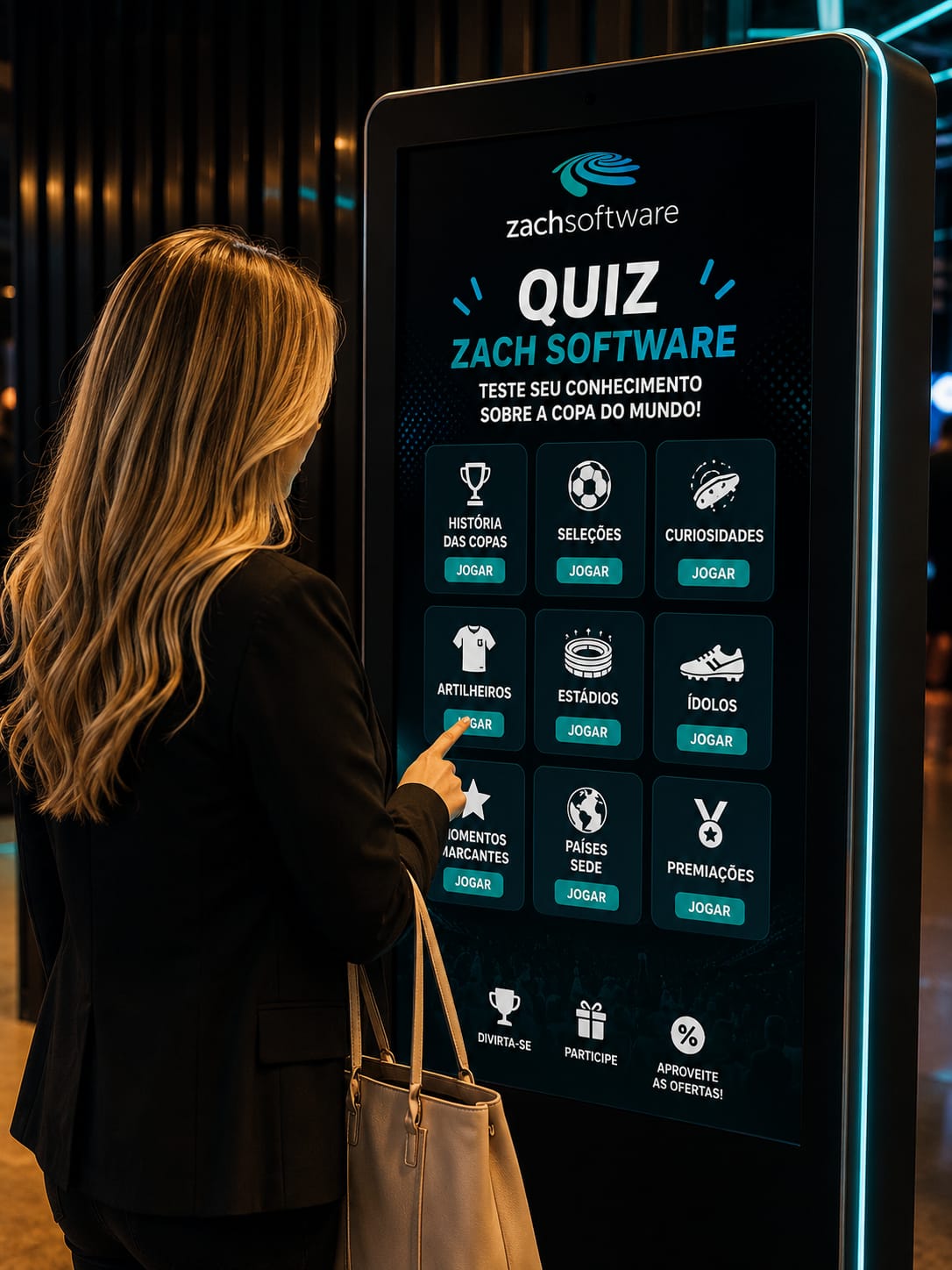 Aluguel de Totem Touch Screen - TRANSFORME SEU EVENTO COM TOTEM TOUCH SCREEN - Jogos Quiz, Jogos da memória, e Caça Palavras Para Seu Evento Corporativo, Evento agro, Evento APAS, - 2026 - Gamificação em eventos, aplicativos de engajamento para eventos em São Paulo, Campinas, e Ribeirão Preto