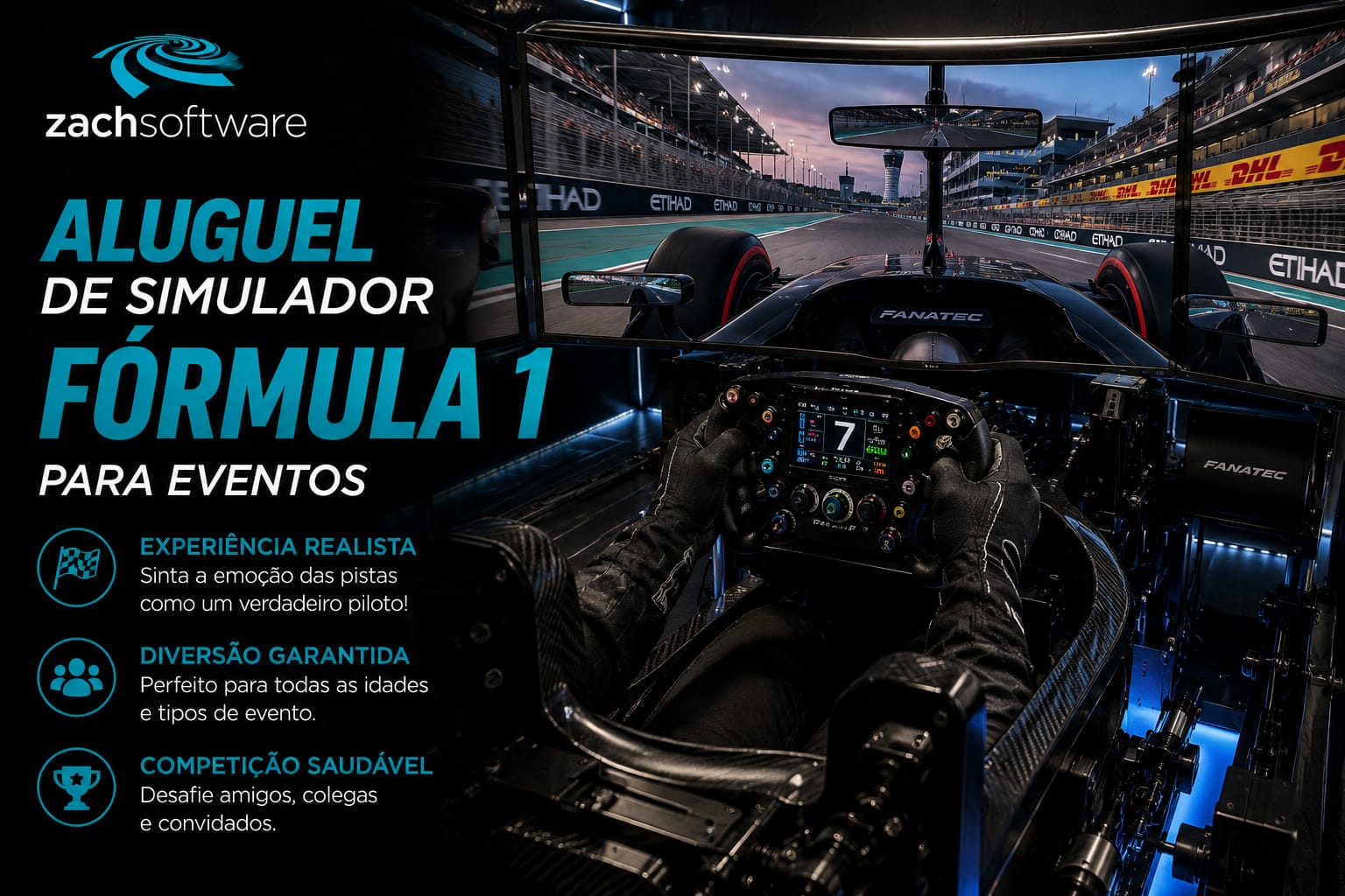 Aluguel de Simulador de Corrida Fórmula 1 para Festas Empresariais – Cockpit F1 com Pedais e Sistema de Movimento em São Paulo, Guarulhos 2026