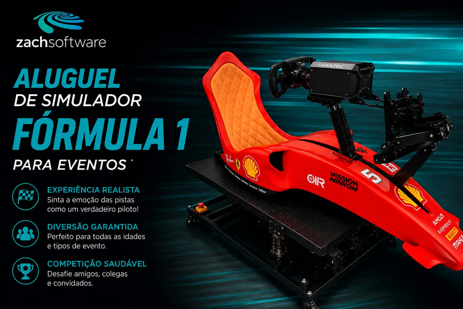 Aluguel de Simulador de Corrida Fórmula 1 para Festas Empresariais – Cockpit F1 com Pedais e Sistema de Movimento em São Paulo, Guarulhos 2026