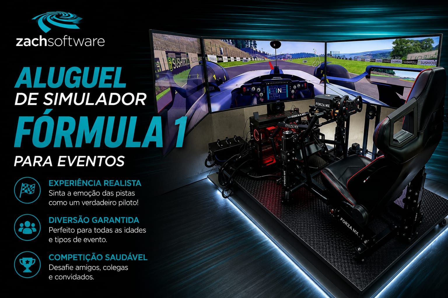 Aluguel de Simulador de Corrida Fórmula 1 para Festas Empresariais – Cockpit F1 com Pedais e Sistema de Movimento em São Paulo, Guarulhos 2026