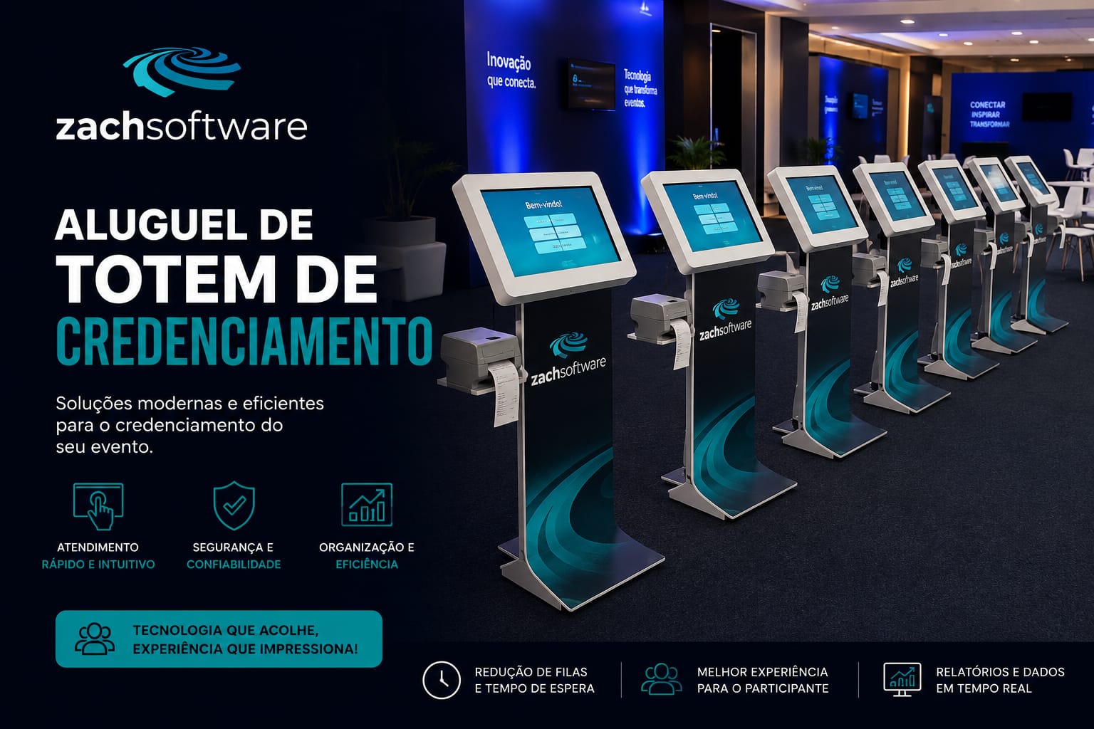 Aluguel de Totem de Credenciamento Digital com Touch Screen para Feiras, Convenções e Eventos Corporativos Joinville, Florianópolis, Balneário Camboriú 2026