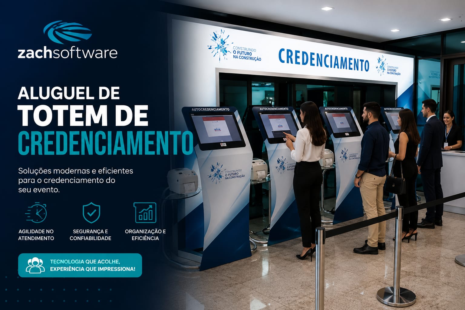 Aluguel de Totem de Credenciamento Digital com Touch Screen para Feiras, Convenções e Eventos Corporativos Joinville, Florianópolis, Balneário Camboriú 2026