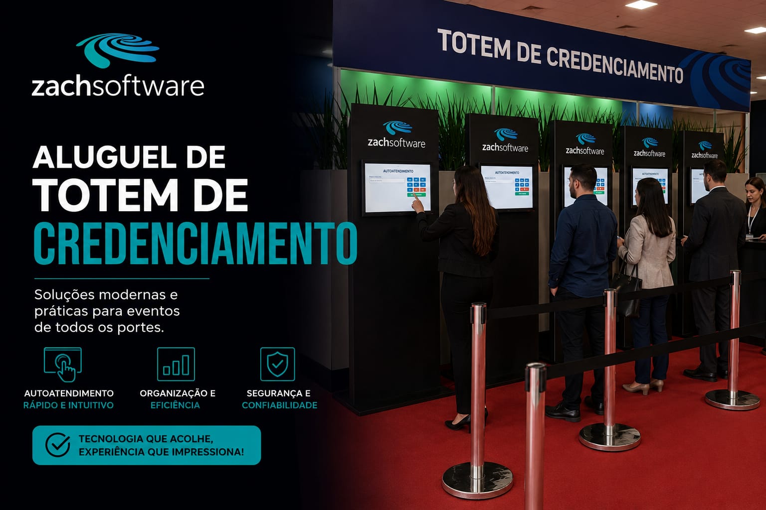 Aluguel de Totem de Credenciamento Digital com Touch Screen para Feiras, Convenções e Eventos Corporativos Joinville, Florianópolis, Balneário Camboriú 2026