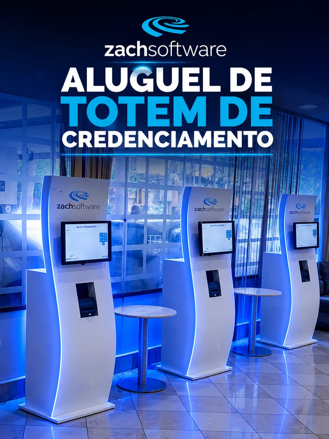 Aluguel de Totem de Credenciamento Digital com Touch Screen para Feiras, Convenções e Eventos Corporativos Joinville, Florianópolis, Balneário Camboriú 2026