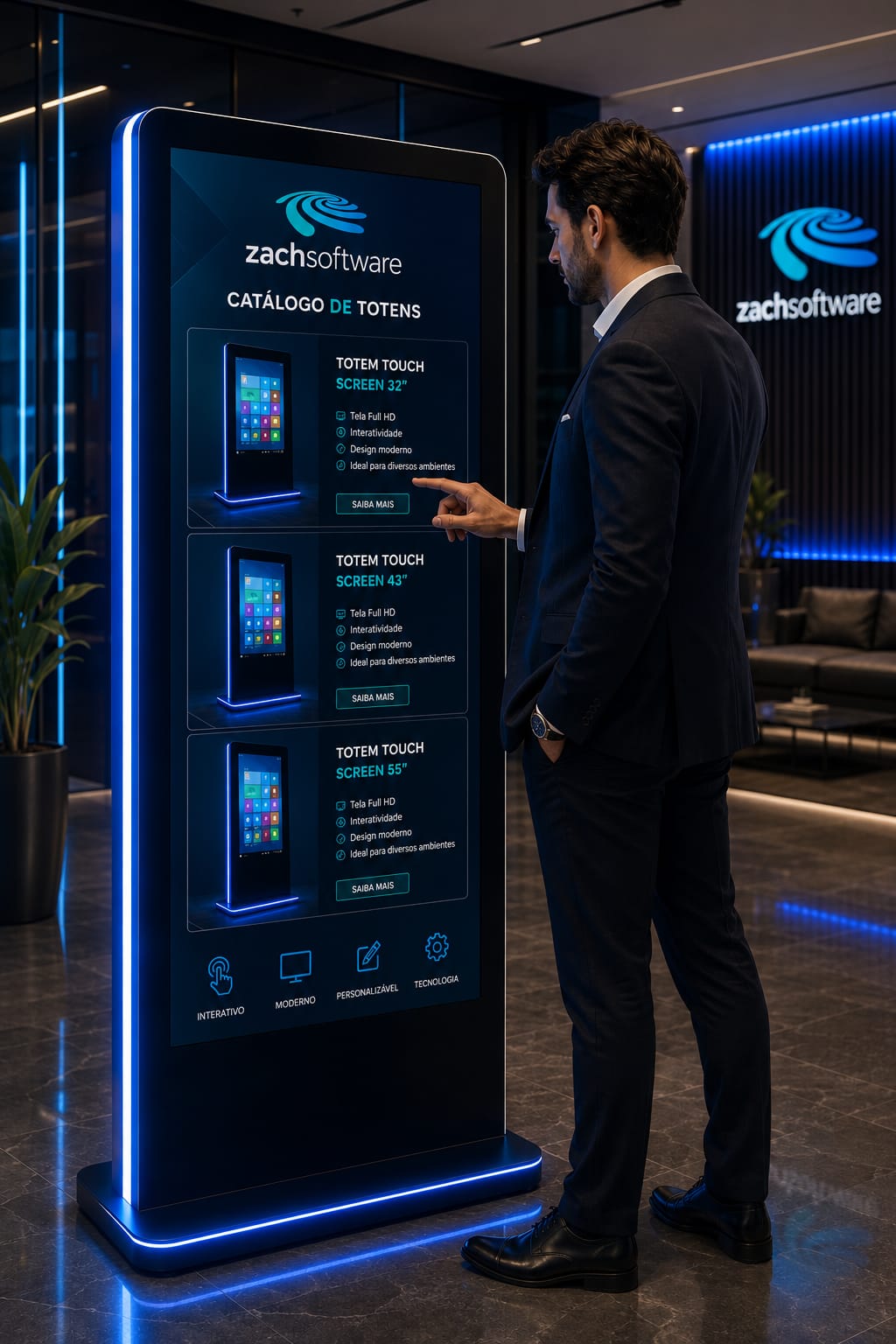 Aluguel de Totem Touch Screen Interativo para Feiras, Eventos Corporativos e Shows em Florianópolis, Joinville, Balneário Camboriú 2026